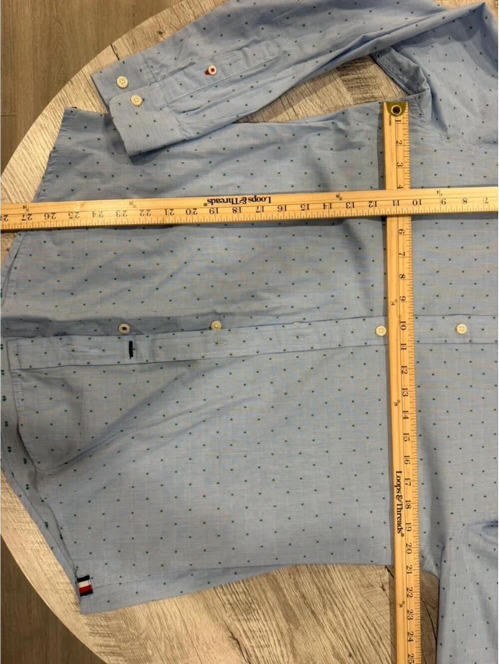 Tommy Hilfiger Custom Fit Blue Micro Dot Button Down Shirt M - Picture 5 of 6